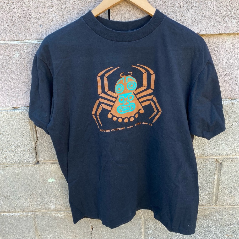 Vintage Moche Culture Spider Peru Graphic T-Shirt Black Large Travel History